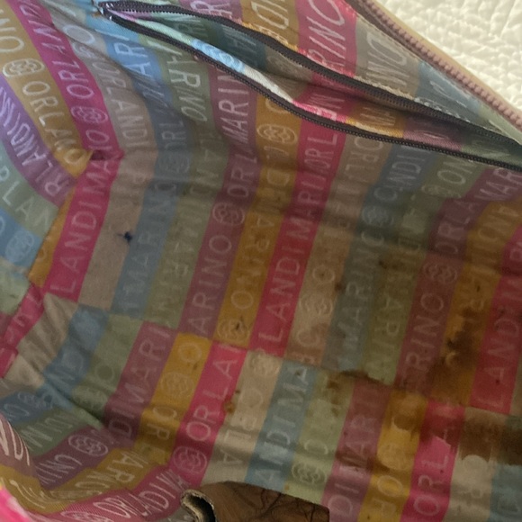 Marino Orlandi Genuine Leather Handbag Faux Embossed Alligator Crocodile - Picture 10 of 13